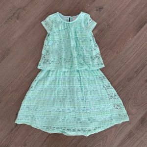 Girls mint green lace dress